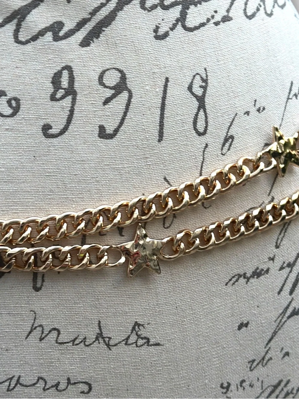 Free People Star Shine Chain Belt, OS In ‘Gold Rush’